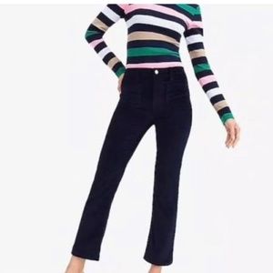 J crew navy velvet Billie Demi boot pants with front pockets